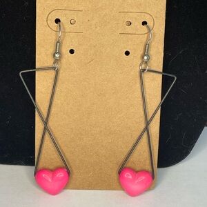 Pink Heart Dangle Earrings